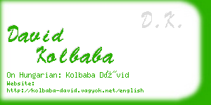 david kolbaba business card